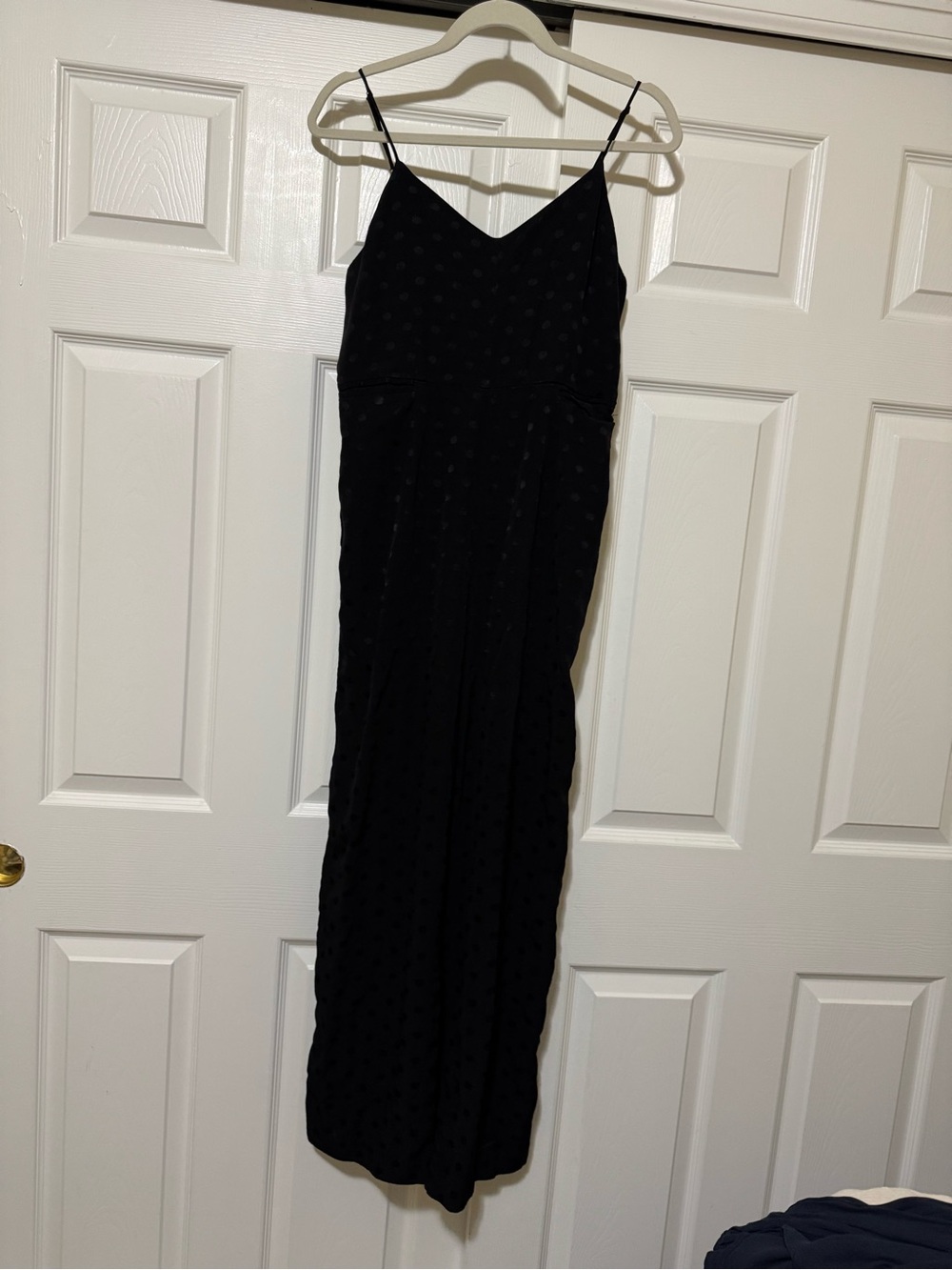 Anthropologie Black Spotted V-Neck jumpsuit